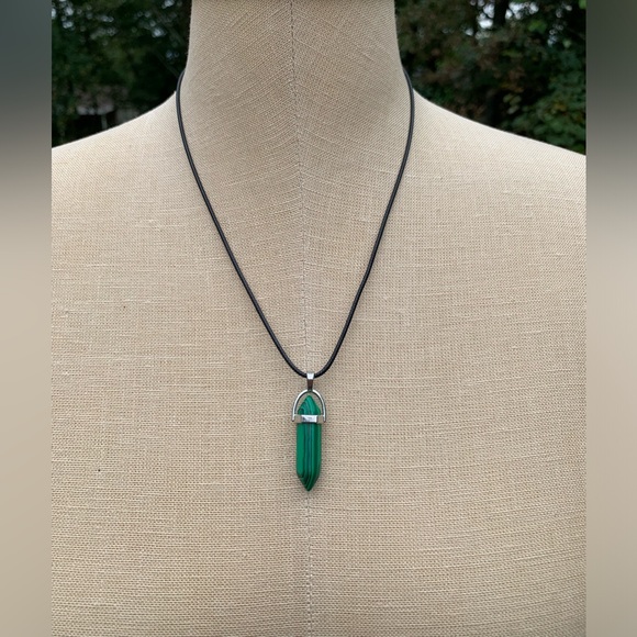 Handmade Malachite Stone Dagger Amulet Necklace - Picture 7 of 11